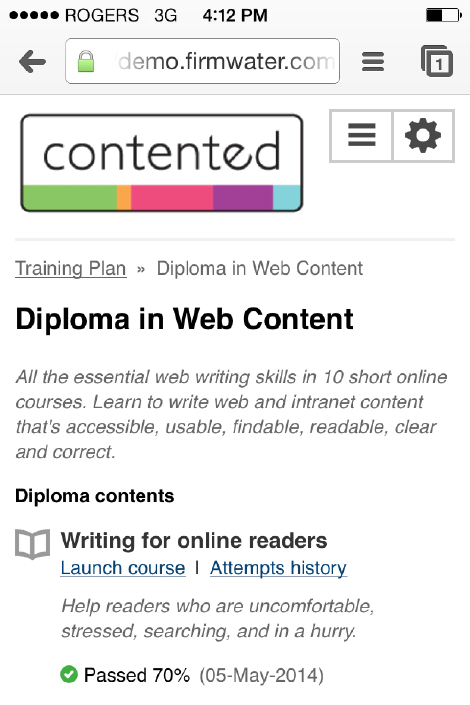screenshot of Firmwater LMS